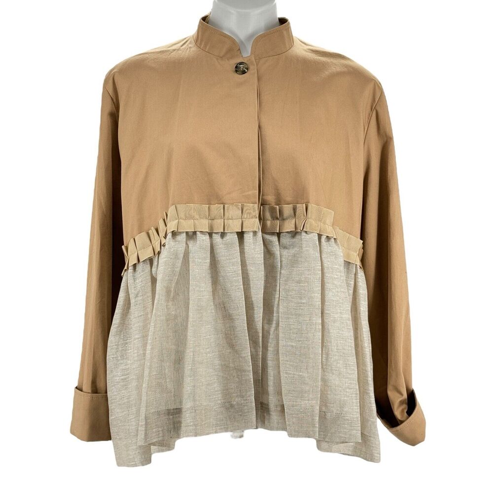 Ann Everett Women's Linen Emperor Jacket Classic Natural Layering Lagenlook‎ OS